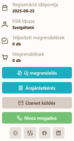 Új árajánlatkérés - Szolgáltató profil oldalon